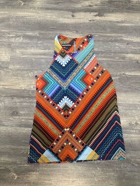 Anatomie Vibrant Orange, Teal & Black Printed Top